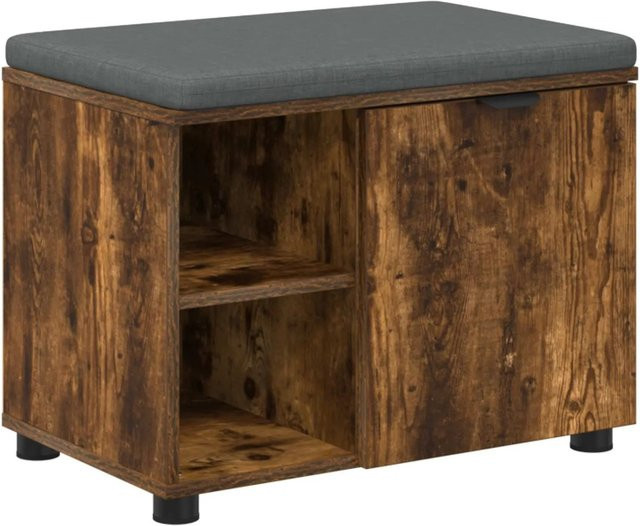 vidaXL Flurbank mit Kissen und Schuhregal in Geräucherte Eiche, B/T/H: 60 x 38 x 46 cm - Bild 1