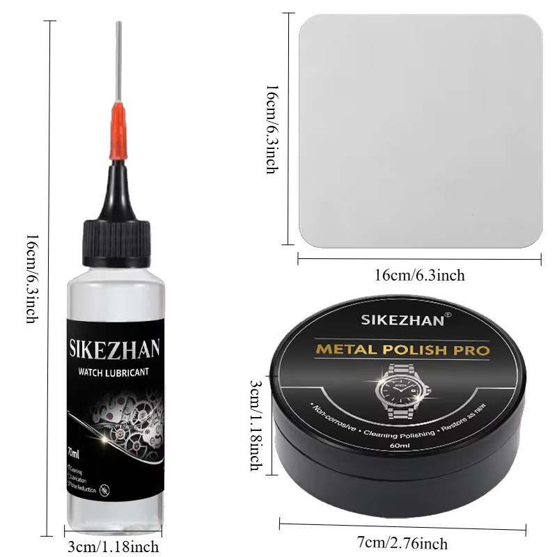 Set aus Schmieröl, Nagellackpaste und Stoff für Uhrwerke, Edelstahlgehäuse/Band-Kratzerentferner - Bild 4