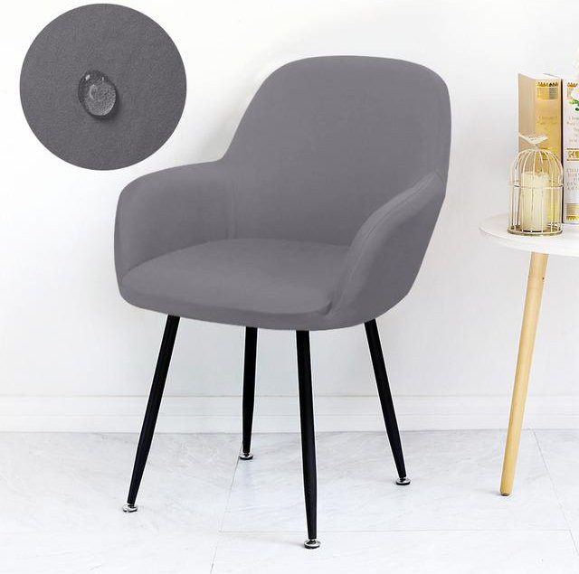 Wasserdichte und elastische Hochlehner-Stuhlbezüge von Your Warm Home in Grau, waschbare Einteiler-Überwürfe für Esszimmer, Büro oder Küche - Bild 1
