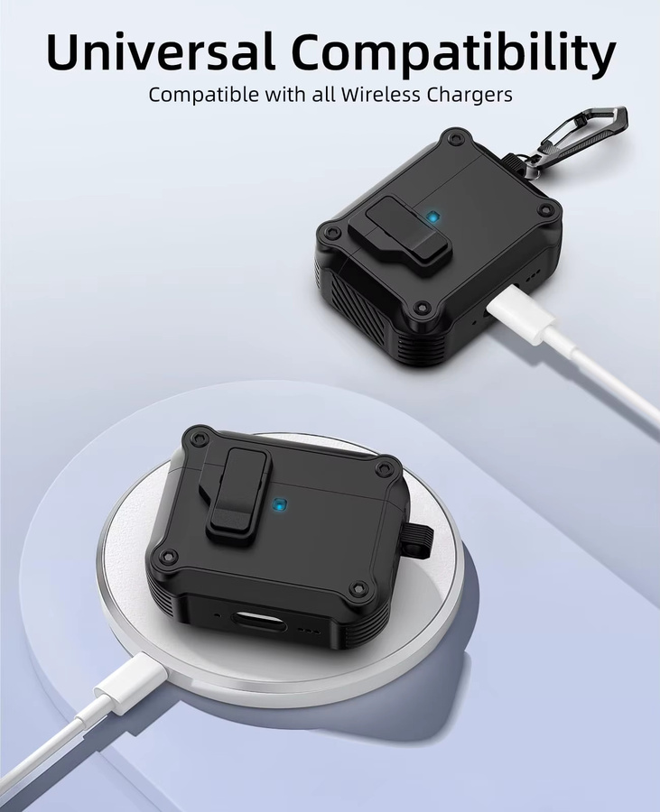 Schutzhülle für AirPods 4 und Pro 3 mit Secure Lock Clip und Pop-up-Schutz sowie Reinigungsset in Schwarz oder Weiß - Bild 4