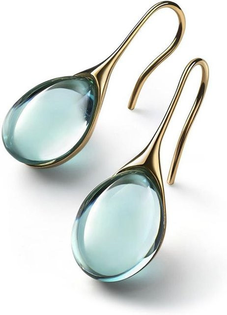 Lucky Star Jewelry Hängeohrringe, Goldfarbe, Blauer Stein, Damen - Bild 1