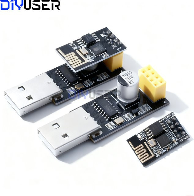 DIYUSER ESP-01 Programmieradapter USB auf ESP8266 Seriell mit CH340G Auto Flash Downloader für ESP-01S Wireless WIFI Module in Schwarz - Bild 1