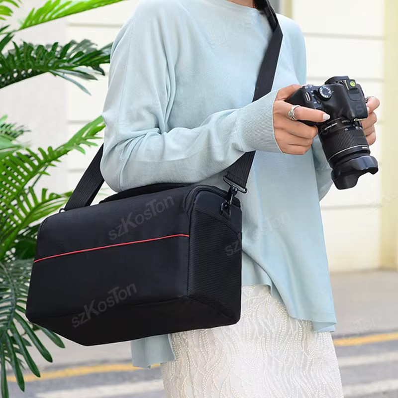 Wasserdichte DSLR Kamera Schultertasche in Schwarz für Canon, Nikon und Sony inklusive Objektivfach - Bild 5
