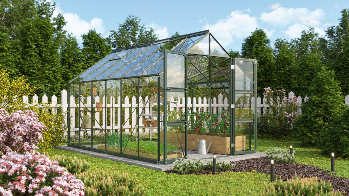 Vitavia Gewächshaus Domus 9900 in Smaragdgrün mit Einscheibensicherheitsglas und Doppelschwingtür - Bild 2