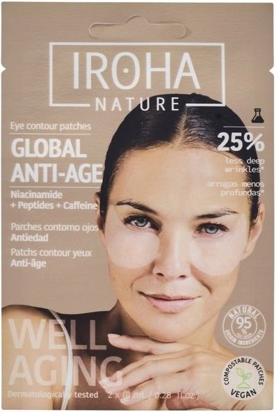 IROHA NATURE Augenpads mit Koffein, Niacinamid und Peptiden, 2 x 8 ml - Bild 1