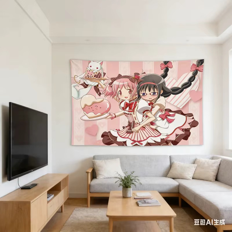 VIKAMA Magical Girl Madoka Magica Anime Wandteppich, Mehrfarbiger Wandbehang für dein Zuhause, Breite: 60 cm, Höhe: 40 cm - Bild 2
