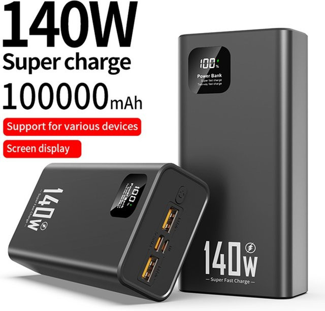 Superschnelllade-Powerbank mit 140 W und 100.000 mAh Kapazität, bidirektional, Weiß - Bild 1