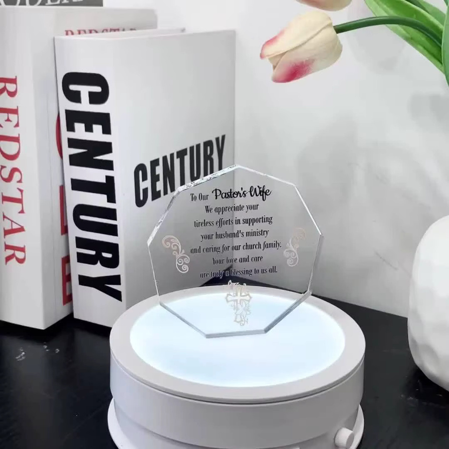 CIFBUY Dekoration aus Acryl für die Pfarrfrau, transparente 2D Tischdekoration mit LED-Licht und eleganter Typografie zur Anerkennung und zum Jahrestag - Bild 5