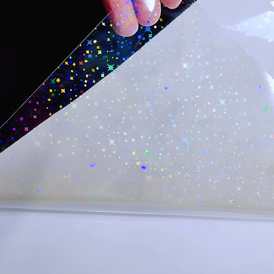 20 Blatt holografische Kaltlaminierungsfolie im A4-Format mit Sternmuster, transparent und wasserfest - Bild 2