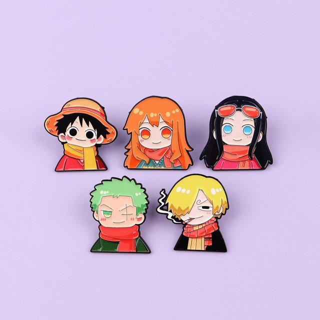 Bandai Piraten Emaille-Pins Broschen, 5-teiliges Set, Metall, Bunt / Mehrfarbig - Bild 1