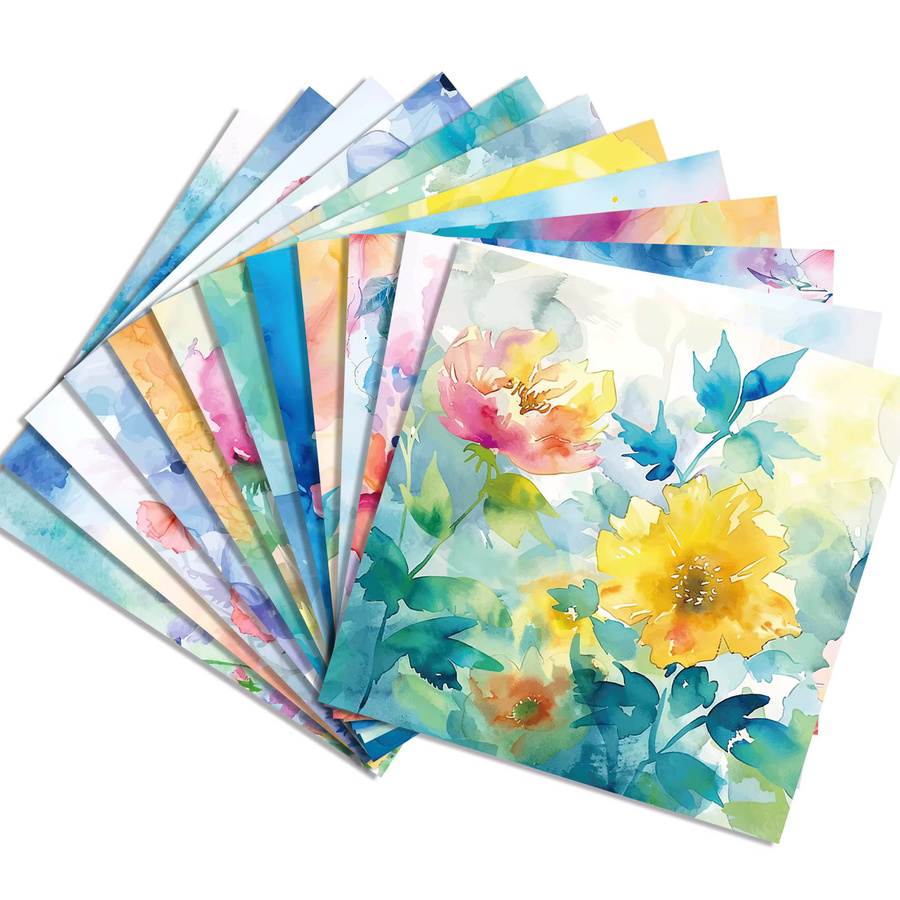 24er Set buntes Geschenkpapier mit Blumenmuster für Bastelarbeiten und Dekoration, B/B: 30 x 30 cm - Bild 2