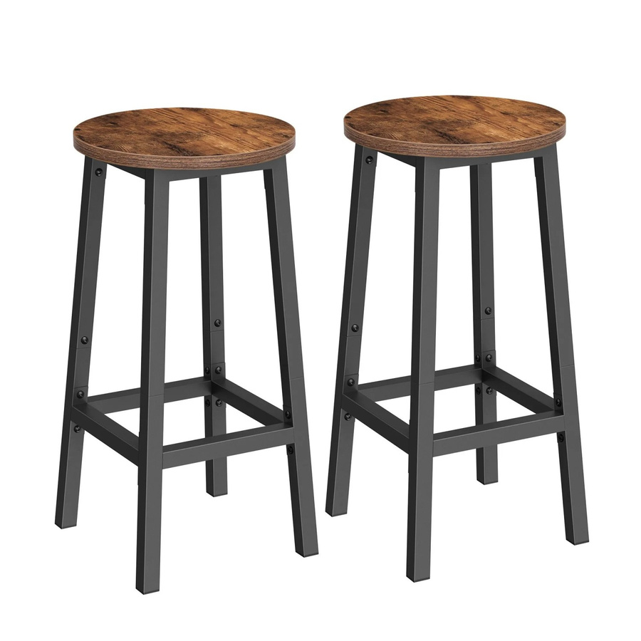 Songmics Barhocker-Set Delon mit Fußstütze in Braun-Schwarz aus Holz und Metall - Bild 2