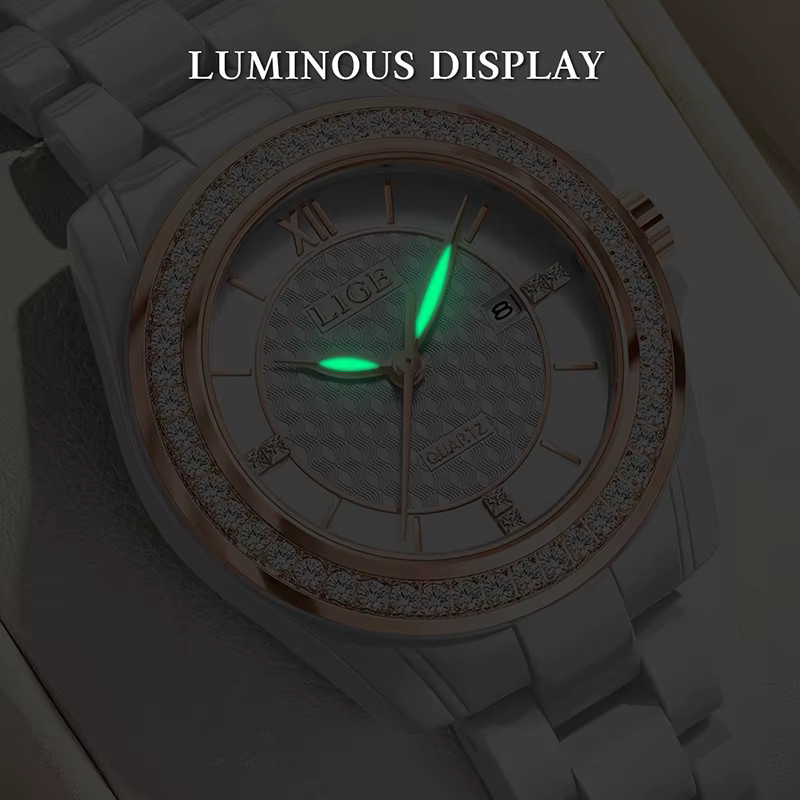 LIGE Armbanduhr Keramik, Quarz, Weiß, Damen - Bild 2