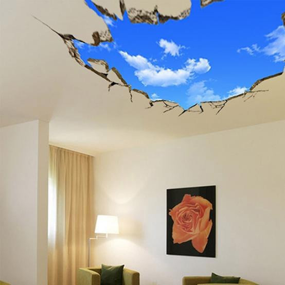 AVE 3D Wandaufkleber Blauer Himmel und weiße Wolken, Farbe: Blau und Weiß, B: 70 cm, H: 50 cm - Bild 3