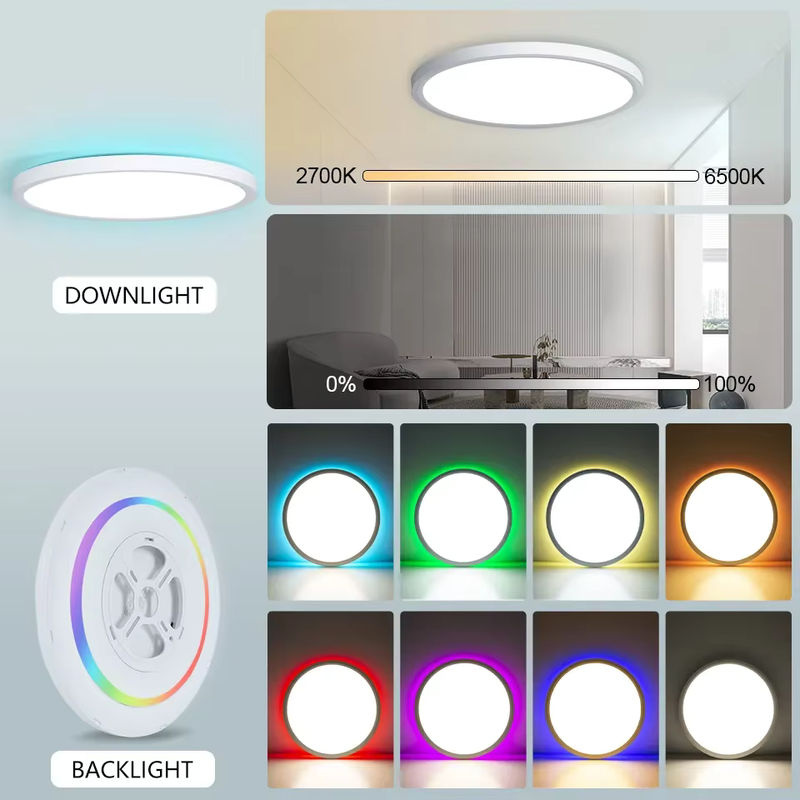 Benewton Tuya Smart LED Deckenlampe mit RGB-Farbe, App- und Sprachsteuerung für Alexa und Google Assistant, Weiß - Bild 2