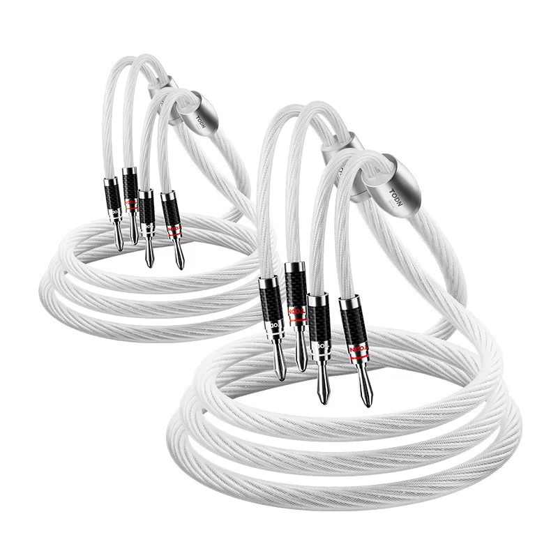 TODN HIFI versilberte Lautsprecherkabel mit 7N OCC High-End Qualität, 1 Paar mit Y-Stecker und Bananenstecker, Farbe: Silber - Bild 5