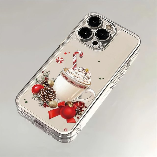 Transparente Handyhülle mit Weihnachtsgetränke-Aufdruck für iPhone 17, 16, 15 Pro Max Plus Serien - Bild 1