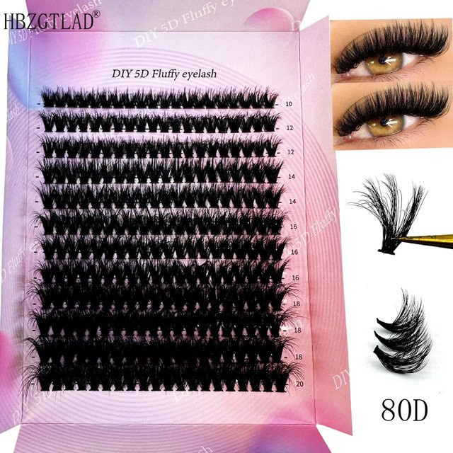 5D Flauschige Wimpernbüschel, 240 Stück, Black, CC Curl, 10-20mm - Bild 1