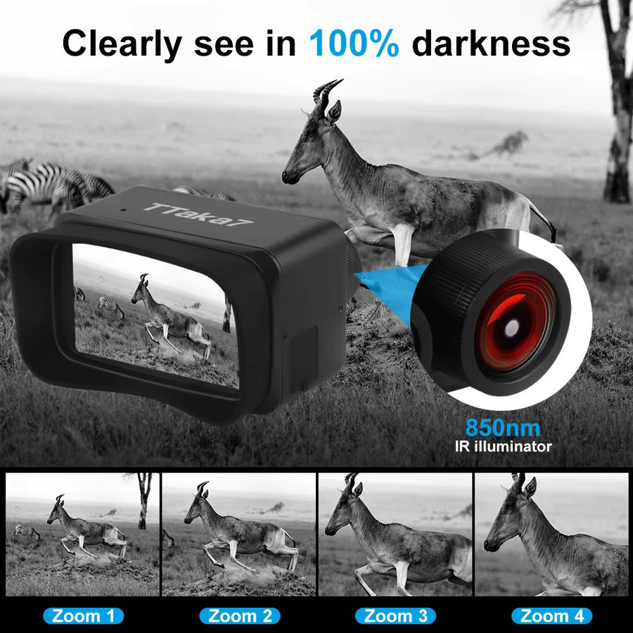 Digitales 4K HD Nachtsichtgerät mit 5X Zoom und Infrarot-Technologie, wasserdichtes Fernglas für Jagd und Camping in Schwarz - Bild 4