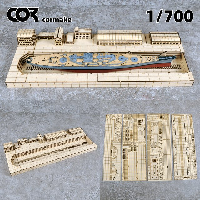 CorMake Marinehafen Marinebasis Schiffswerft Dockyard, Miniaturmodell-Set, 1/700 - Bild 1