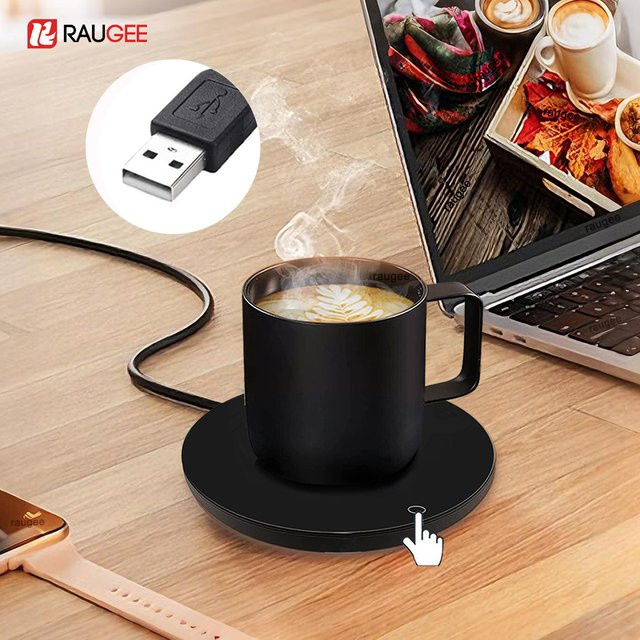 Thermostatischer USB-Tassenwärmer von raugee in Schwarz zur Warmhaltung von Kaffee, Tee oder Milch für Büro und Zuhause - Bild 1