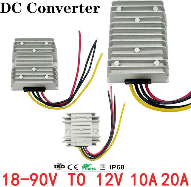 DC DC Konverter Step Down Spannungsregler Transformator für Bus Lkw und Auto, Silber, 18-90V zu 12V - Bild 1