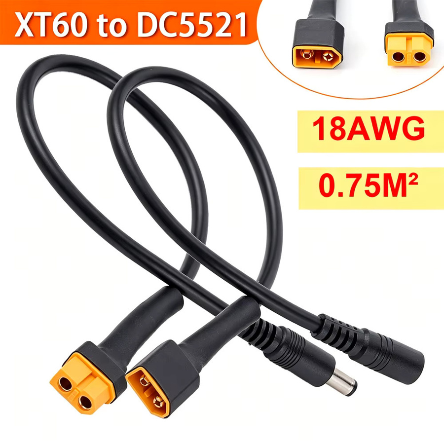 HulitTop Solar Connection Line XT60 Stecker und Buchse auf DC5521 18AWG Stromkabel-Adapter in Schwarz - Bild 2