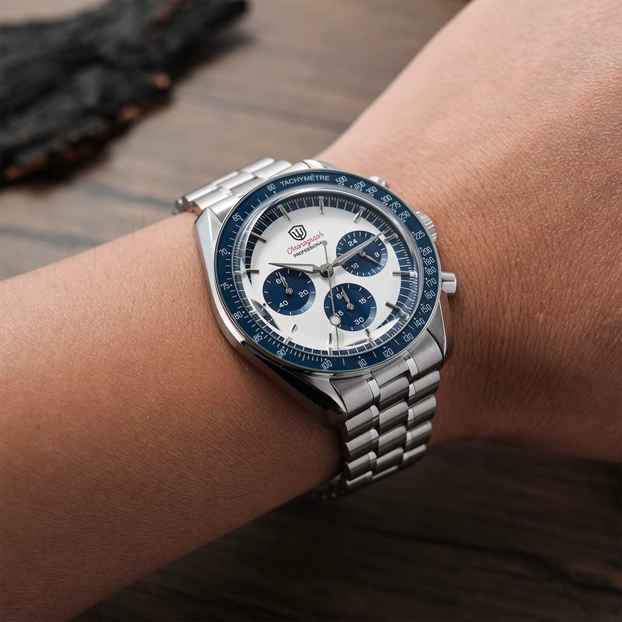Watchdives Chronograph, Quarz, Edelstahl, Blau, Saphirglas, 39 mm, Unisex - Bild 6