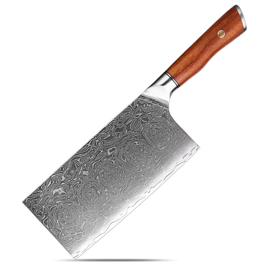 Xituo Damaskus-Spaltermesser mit Palisandergriff, 19,05 cm Profi-Metzgermesser aus Damaststahl in Silber - Bild 4