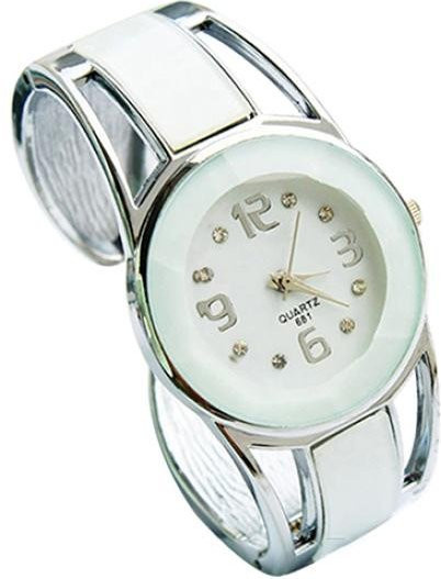 Armbanduhr Damen, Quarz, rundes Gehäuse, Edelstahl, Weiß - Bild 1