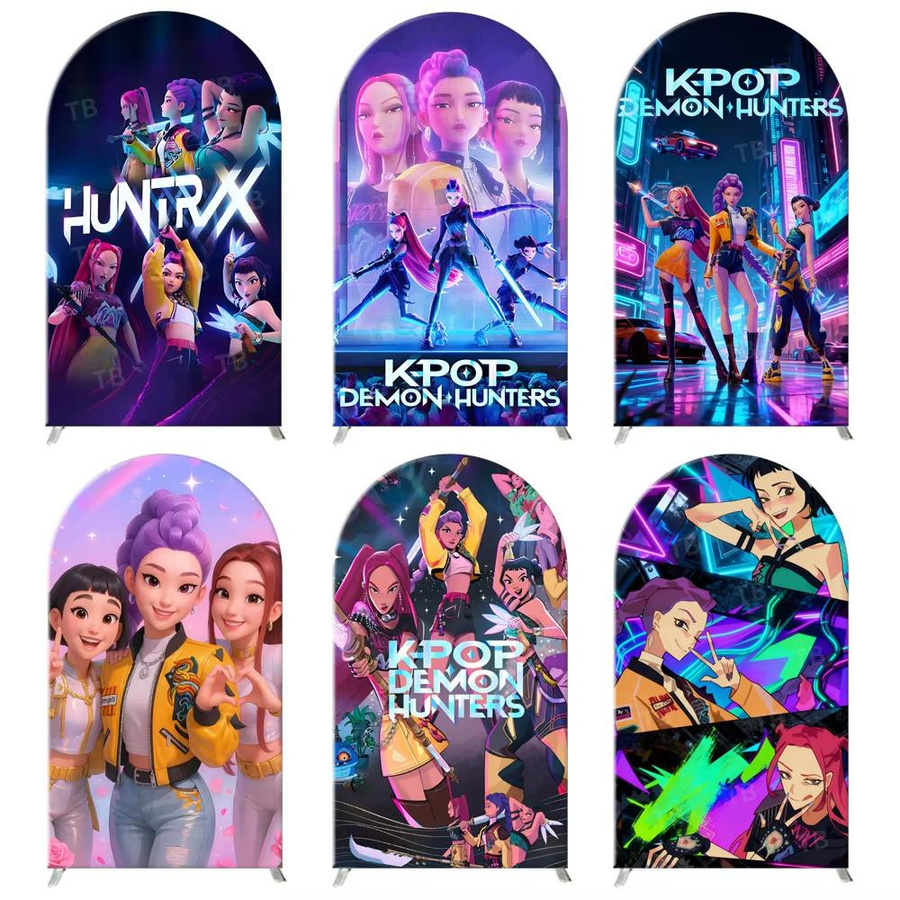 Zweiseitiger Kpop Dämonenjäger Bogen Hintergrund für Musikkonzerte und Partys, B/H: 150 x 65 cm, Mehrfarbig - Bild 3