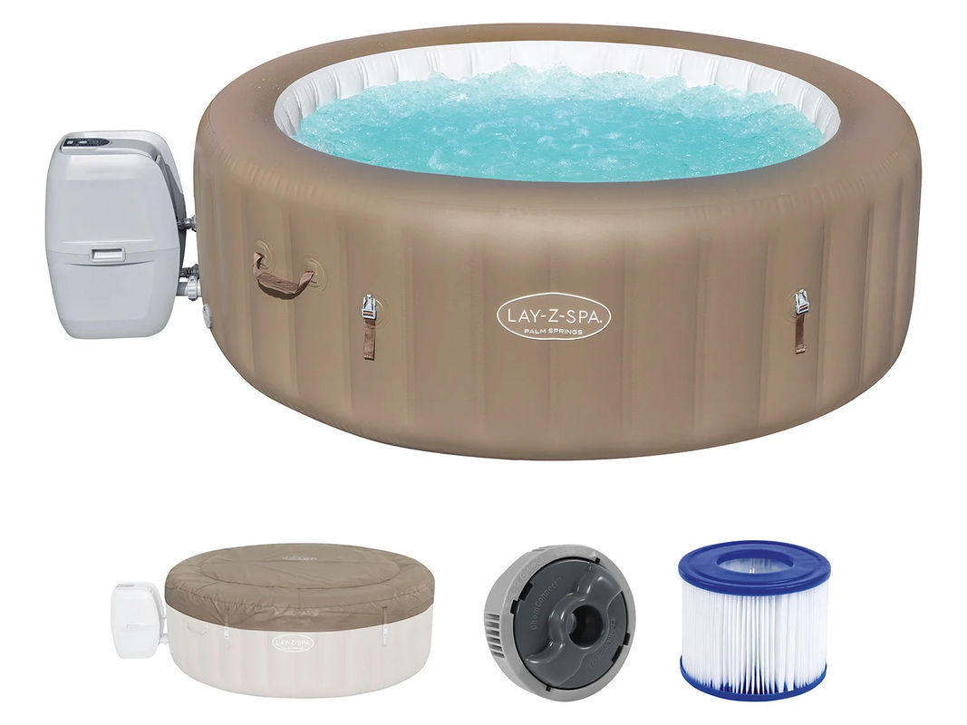 Bestway Lay-Z-Spa Palm Springs aufblasbarer Whirlpool rund in Beige, Durchmesser: 196 cm, Höhe: 71 cm - Bild 2