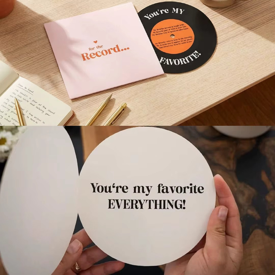 Bienen-Jubiläumskarte für Sie und Ihn als Valentinstagsgeschenk mit Schallplatten-Design - Bild 2