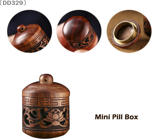 JETTING Massivholz Pillendose in Braun, tragbares Medizin-Etui für Erste Hilfe und Outdoor-Aktivitäten - Bild 1
