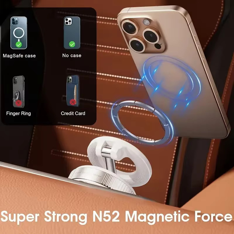 DUTRIEUX Magnetische Auto-Handyhalterung mit Vakuum-Saugnapf und Montageplatte für MagSafe, Schwarz, 360 Grad drehbar - Bild 5