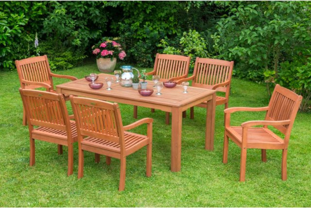 Merxx Gartenmöbelset Maracaibo I aus Eukalyptusholz, 7-teilig, beige/braun - Bild 1