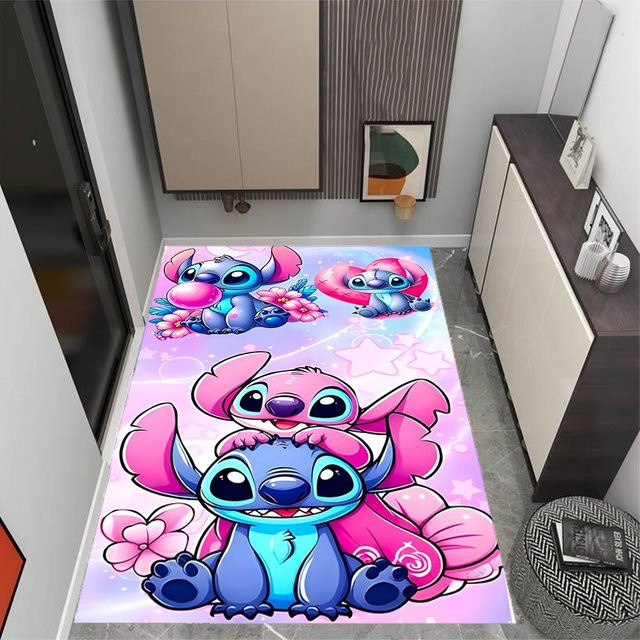 NostalgicHub Disney Stitch Abenteuer in Blumen Teppich, rutschfest, Polyester, Mehrfarbig, B: 200 cm, T: 160 cm - Bild 1