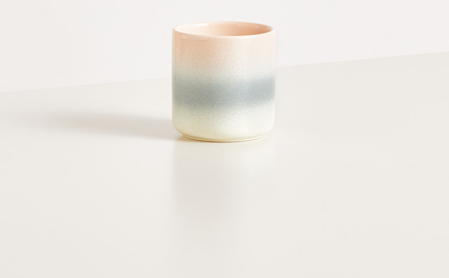 Keramik Kerze von BLUME2000 in Rosa und Beige mit modernem Design - Bild 1