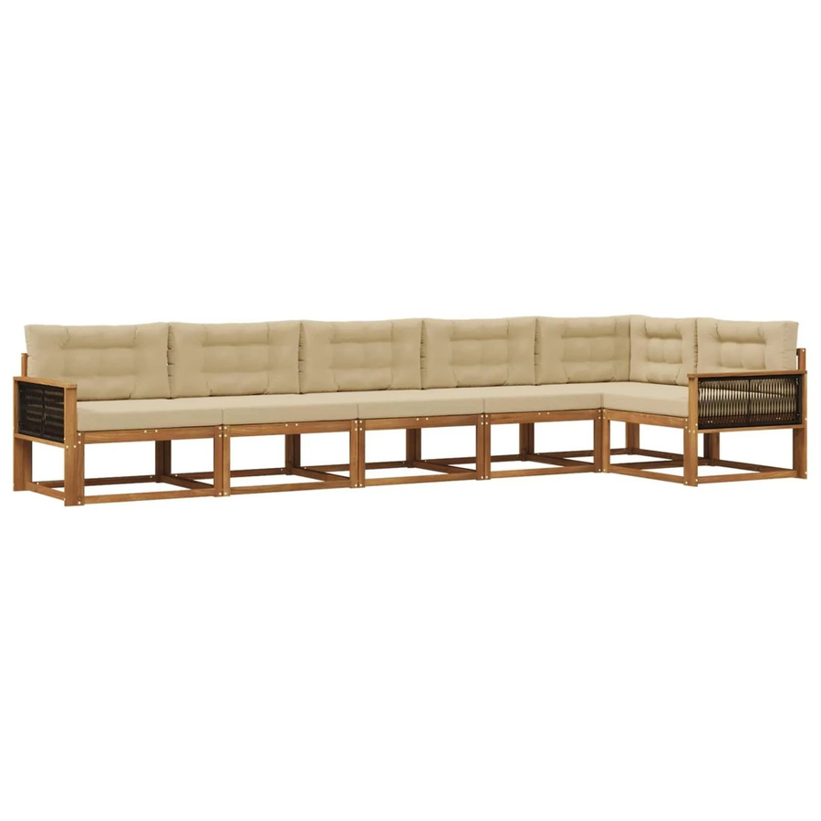 vidaXL Outdoor-Sofagarnitur aus massivem Akazienholz mit Kissen in Natur-Beige - Bild 2