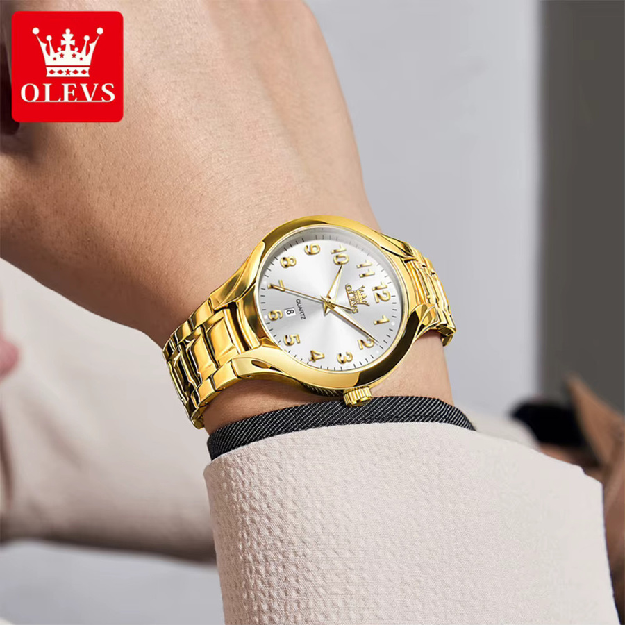 OLEVS Armbanduhr Quarz, Digital, Gold, Edelstahl, Herren - Bild 3