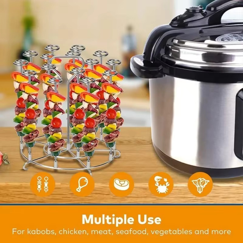 Edelstahl Spießständer für 6Qt und 8Qt Luftfritteusen, vertikaler Multi-Pin-Grillhalter für Küchenkabobs, Farbe: Silber, B/T/H: 20,0 x 13,0 cm - Bild 2