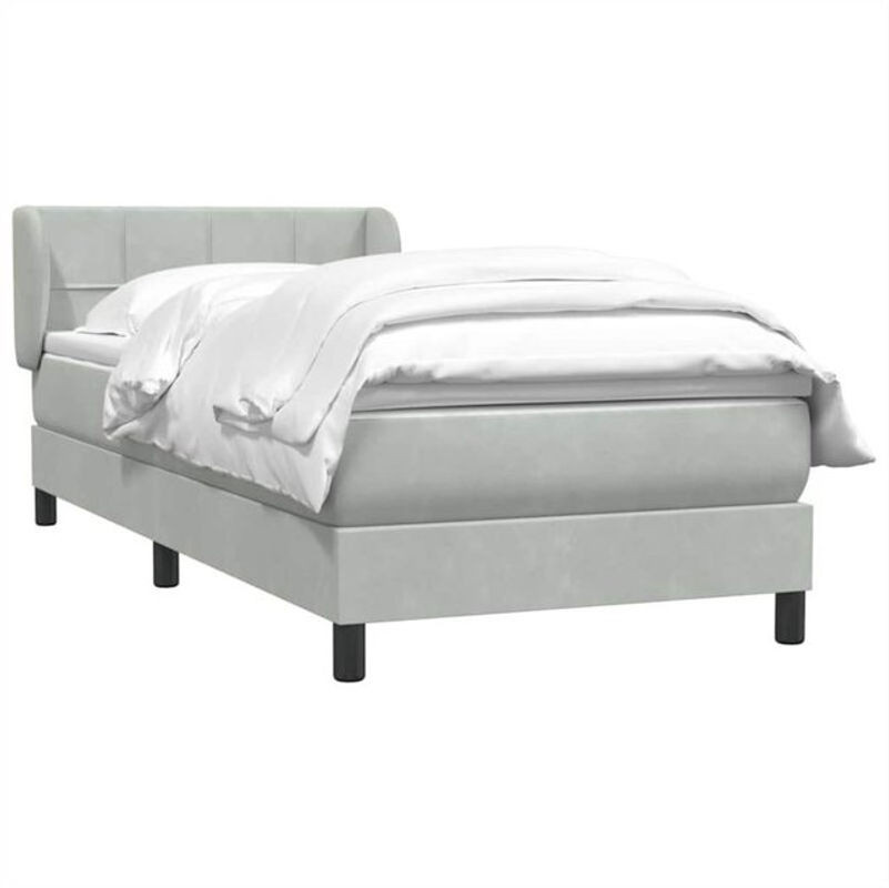 vidaxl Boxspringbett mit Matratze aus Samt in Grau, B/L: 80 x 210 cm - Bild 1
