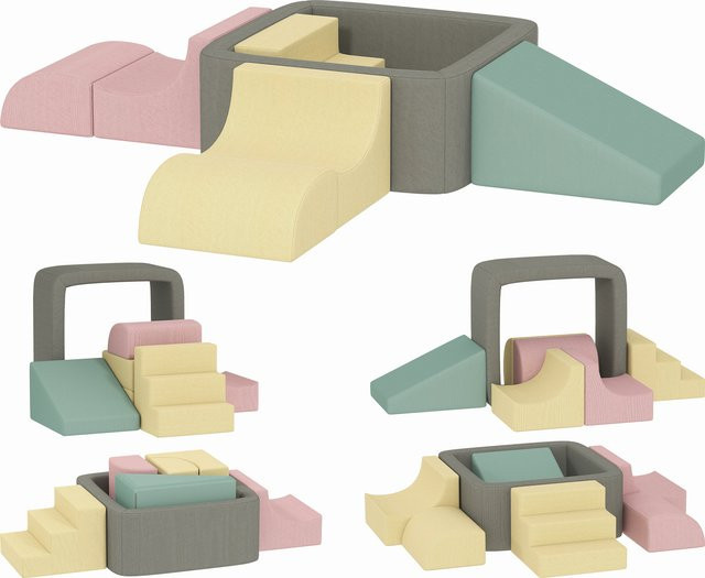 Aosom 7er-Schaumstoff-Set, Indoor Kletter- & Krabbelset, Multicolor, Waschbare Cord-Bezüge - Bild 1
