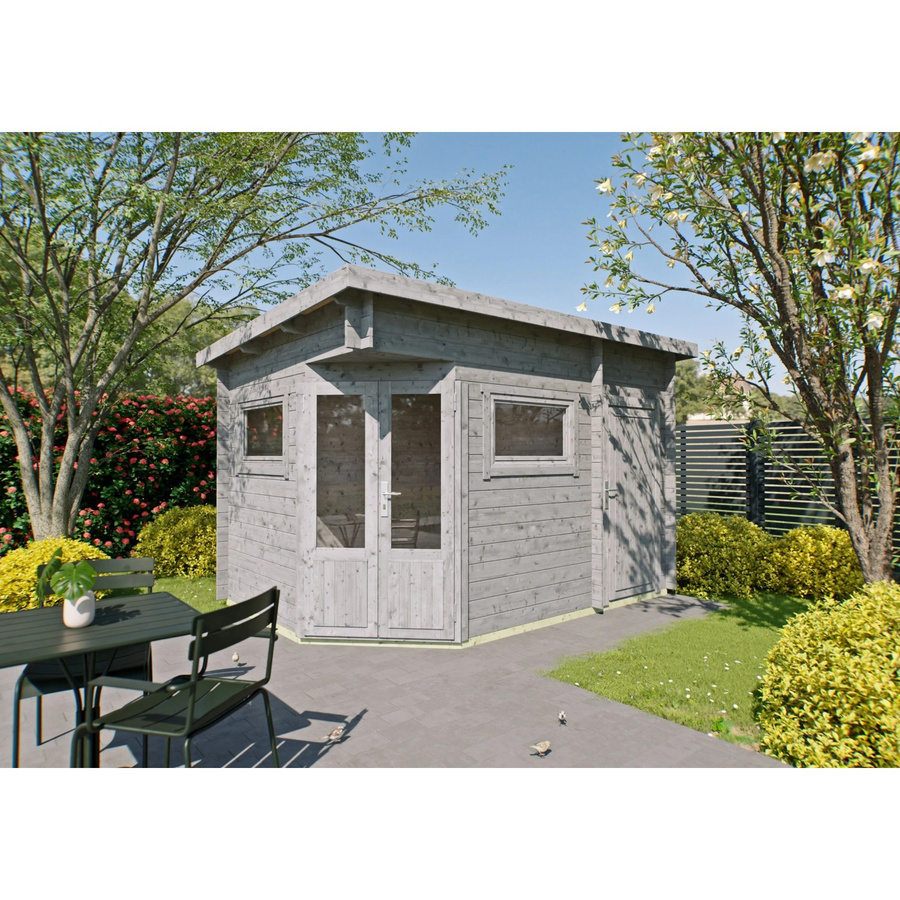 Fjordholz Gartenhaus Modell Leva 2D als 5-Eck aus Holz in Grau, imprägniert - Bild 2