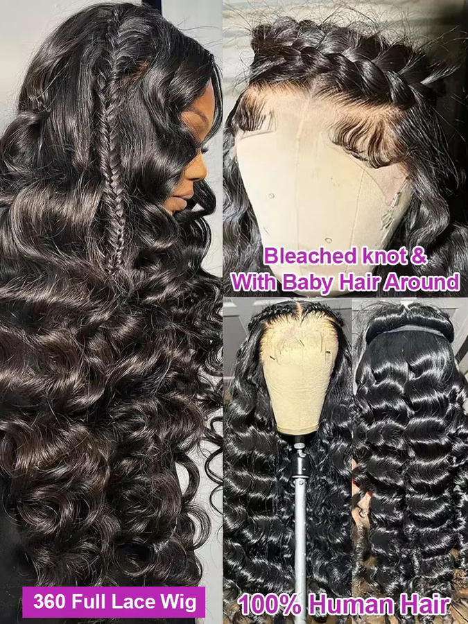 AMYTUD Perücke, 100 % Echthaar, Wasserwelle, Brasilianisches Remy Haar - Bild 4