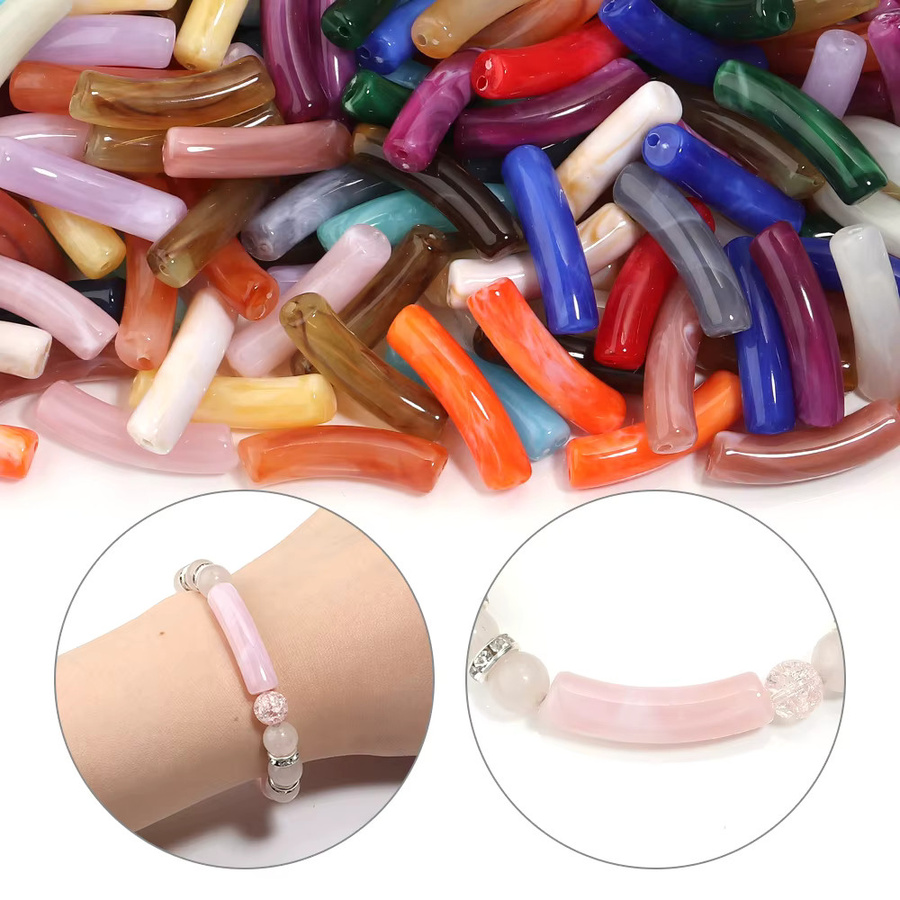 louleur Acryl-Röhrenperlen, gebogen, zweifarbig, 31 x 8 mm - Bild 3