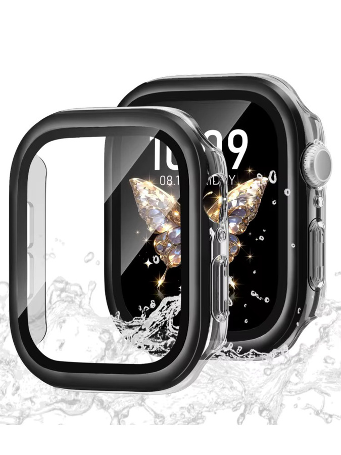 CRESTED Uhrenzubehör, Metall, gehärtetes Glas, Gehäuse für Apple Watch Serie 10, 46 mm, 42 mm, Schwarz, Unisex - Bild 7