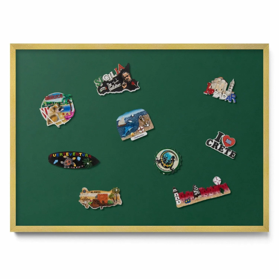 Tulup Magnettafel aus Metall in Dunkelgrün mit Goldrahmen, B: 70 cm, H: 50 cm - Bild 2