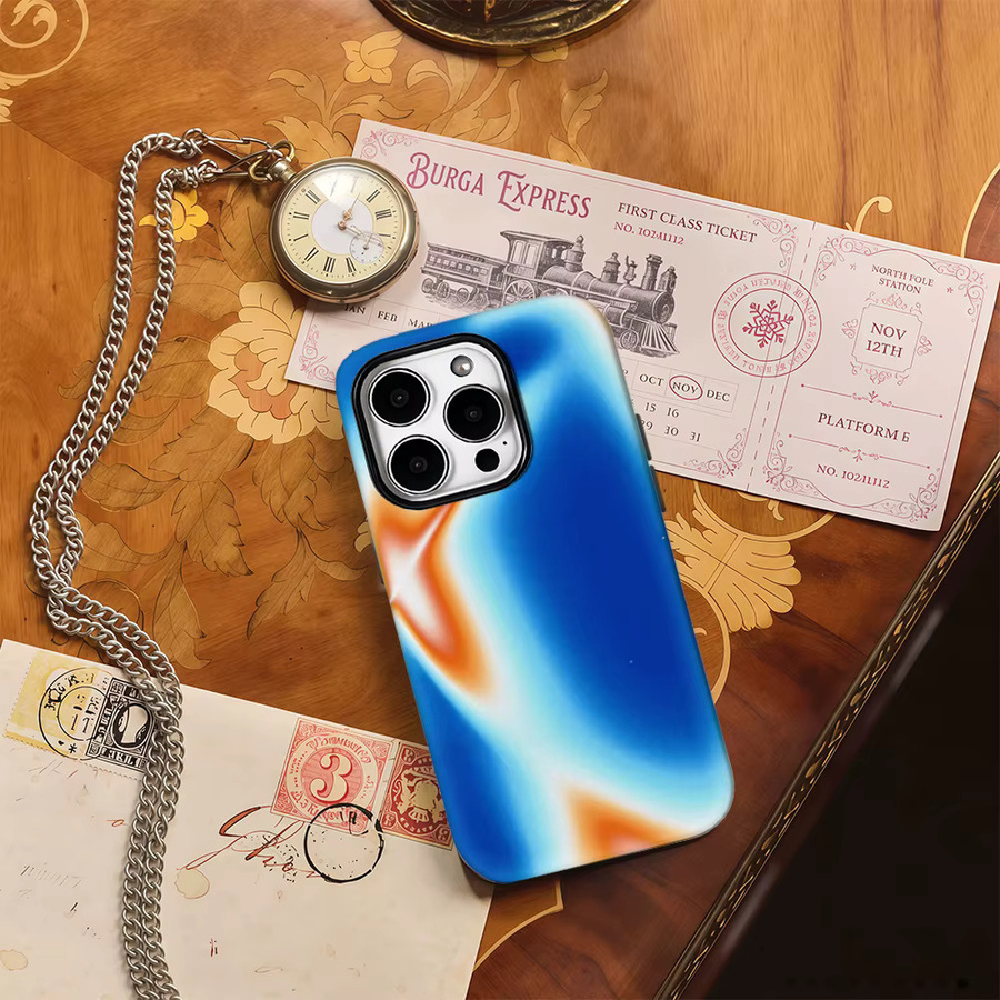 Fluid Waves Handyhülle in Blau und Orange mit doppelschichtiger Rückseite für iPhone 17 Pro Max, 17 AIR, 16, 15, 14, 13, 12 und 11 - Bild 3