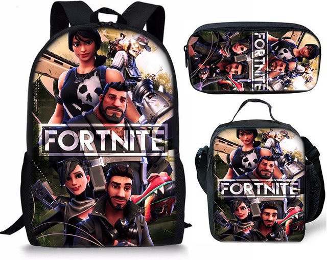 3-teiliges Fortnite Schulset mit Rucksack, Schultasche, Federmäppchen und Brotdose in Multicolour von Discover Intime - Bild 1